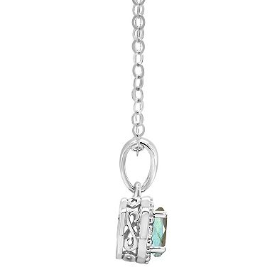 Celebration Gems Sterling Silver Oval Labradorite Diamond Accent Pendant Necklace