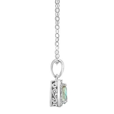 Celebration Gems Sterling Silver Pear Shaped Labradorite Diamond Accent Pendant Necklace