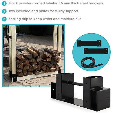 Sunnydaze Powder-Coated Steel Adjustable Firewood Log Rack Bracket Kit