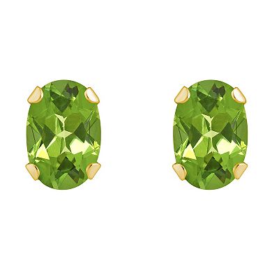 Celebration Gems 10k Gold Oval Peridot Stud Earrings