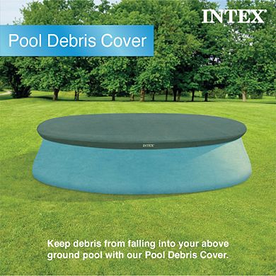 Intex 10 Foot Easy Set Round Above Ground Swimming Pool Debris Vinyl Cover, Blue