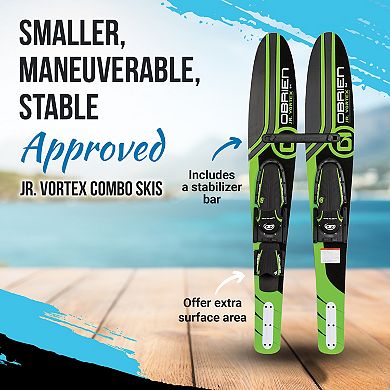 OBrien 54" Jr. Vortex Combo Water Skis with X7 Bindings for Kids 2-Mens 7, Green