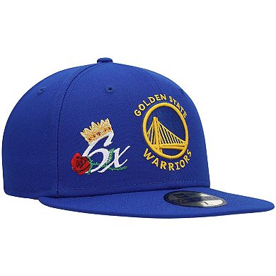 Men's New Era Royal Golden State Warriors 6x NBA Finals Champions Crown 59FIFTY Fitted Hat