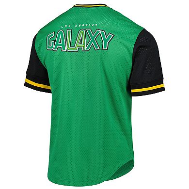 Men's Mitchell & Ness Green LA Galaxy Mesh V-Neck T-Shirt