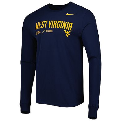 Men's Nike Navy West Virginia Mountaineers Team Practice Performance Long Sleeve T-Shirt