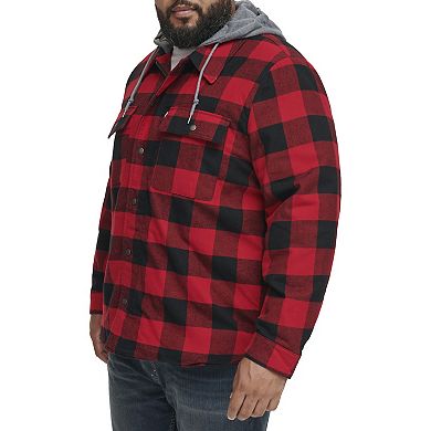 Big & Tall Levi's® Plaid Sherpa-Lined Hooded Shirt Jacket