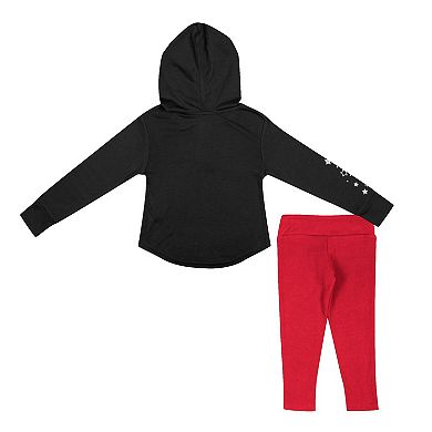 Girls Toddler Colosseum Black/Scarlet Nebraska Huskers Most Delightful Way Long Sleeve Hoodie T-Shirt & Leggings Set