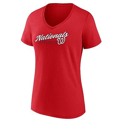 Women's Fanatics Branded Red Washington Nationals One & Only V-Neck T-Shirt