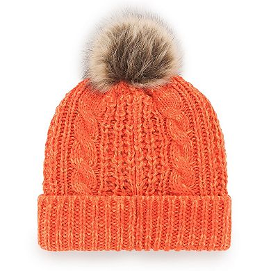 Women's '47 Orange Cleveland Browns Logo Meeko Cuffed Knit Hat with Pom
