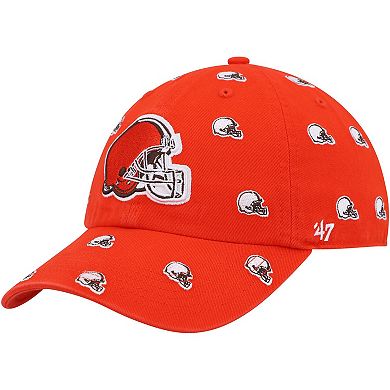 Women's '47 Orange Cleveland Browns Confetti Clean Up Logo Adjustable Hat