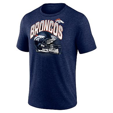 Men's Fanatics Branded Heathered Navy Denver Broncos End Around Tri-Blend T-Shirt