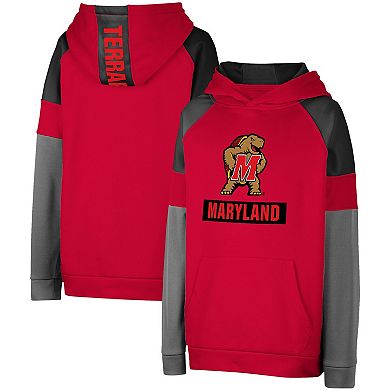 Youth Colosseum Red Maryland Terrapins Colorblocked Pullover Hoodie