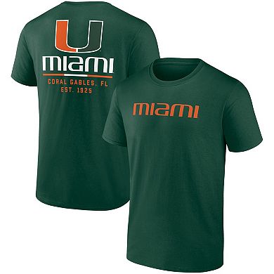 Men's Fanatics Branded Green Miami Hurricanes Game Day 2-Hit T-Shirt