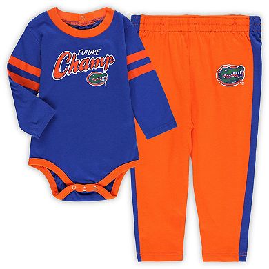 Newborn & Infant Royal/Orange Florida Gators Little Kicker Long Sleeve Bodysuit & Sweatpants Set