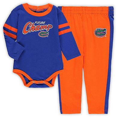 Infant Royal/Orange Florida Gators Little Kicker Long Sleeve Bodysuit and Sweatpants Set
