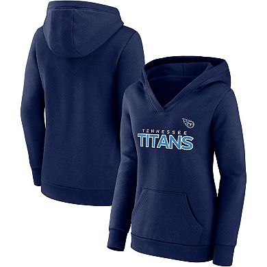 Women's Fanatics Branded Navy Tennessee Titans Checklist Crossover V-Neck Pullover Hoodie