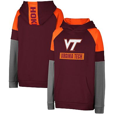 Youth Colosseum Maroon Virginia Tech Hokies Colorblocked Pullover Hoodie