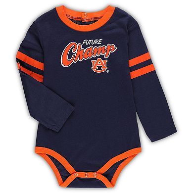 Infant Navy/Orange Auburn Tigers Little Kicker Long Sleeve Bodysuit and Sweatpants Set