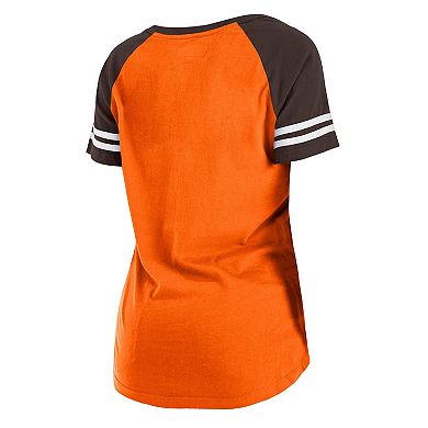 Women's New Era Orange/Brown Cleveland Browns Legacy Lace-Up Raglan T-Shirt