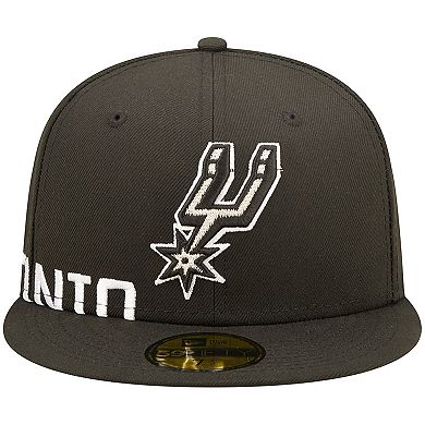 Men's New Era Black San Antonio Spurs Side Split 59FIFTY Fitted Hat