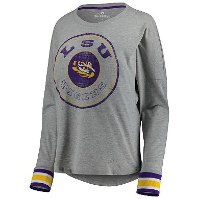Women's Colosseum Heathered Gray LSU Tigers Andy Long Sleeve T-Shirt
