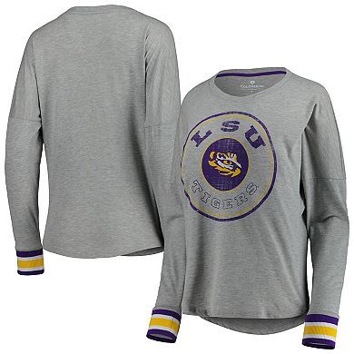 Women's Colosseum Heathered Gray LSU Tigers Andy Long Sleeve T-Shirt