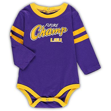 Infant Purple/Gold LSU Tigers Little Kicker Long Sleeve Bodysuit and Sweatpants Set