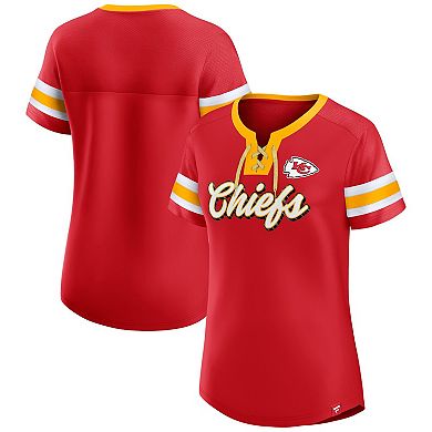 Women's Fanatics Branded Red Kansas City Chiefs Original State Lace-Up T-Shirt