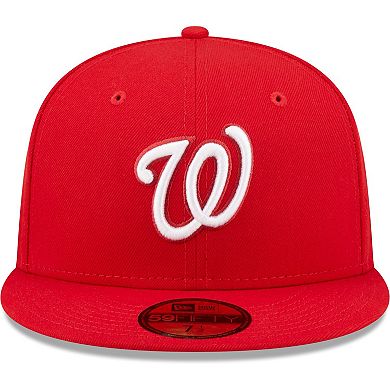 Men's New Era Red Washington Nationals Logo White 59FIFTY Fitted Hat