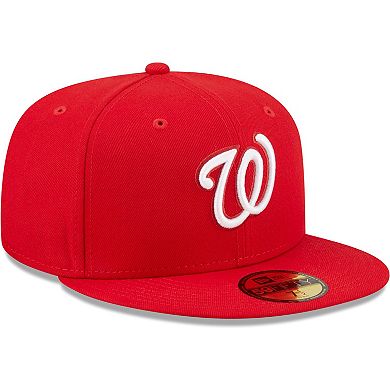 Men's New Era Red Washington Nationals Logo White 59FIFTY Fitted Hat