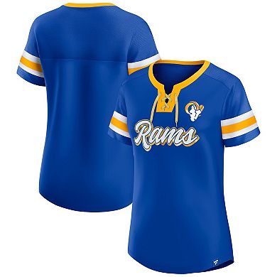 Women's Fanatics Branded Royal Los Angeles Rams Original State Lace-Up T-Shirt