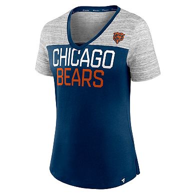 Women's Fanatics Branded Navy/Heathered Gray Chicago Bears Close Quarters V-Neck T-Shirt