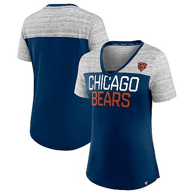 Women's Fanatics Branded Navy/Heathered Gray Chicago Bears Close Quarters V-Neck T-Shirt