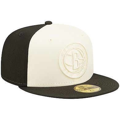 Men's New Era Cream/Black Brooklyn Nets Cork Two-Tone 59FIFTY Fitted Hat