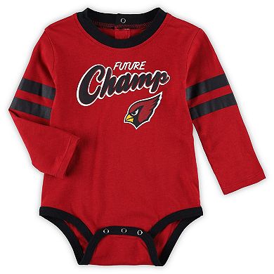 Infant Cardinal/Black Arizona Cardinals Little Kicker Long Sleeve Bodysuit & Pants Set