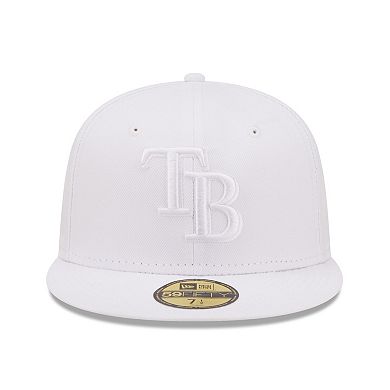 Men's New Era Tampa Bay Rays White on White 59FIFTY Fitted Hat