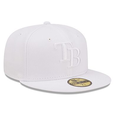 Men's New Era Tampa Bay Rays White on White 59FIFTY Fitted Hat