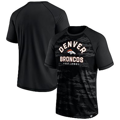 Men's Fanatics Branded Denver Broncos Blackout Hail Mary Raglan T-Shirt
