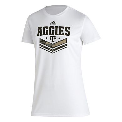 Women's adidas White Texas A&M Aggies Military Appreciation AEROREADY T-Shirt