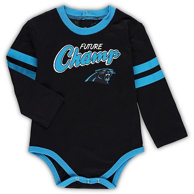 Infant Black/Blue Carolina Panthers Little Kicker Long Sleeve Bodysuit & Pants Set
