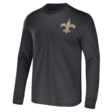 Men's NFL x Darius Rucker Collection by Fanatics Charcoal New Orleans Saints Team Long Sleeve T-Shirt
