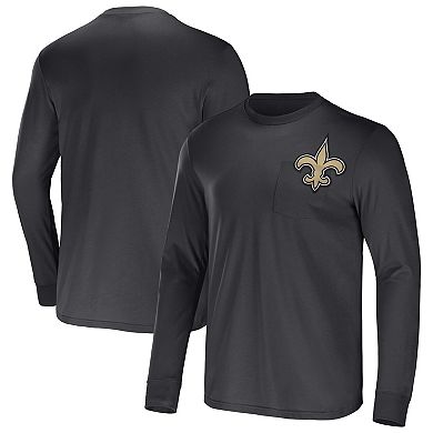 Men's NFL x Darius Rucker Collection by Fanatics Charcoal New Orleans Saints Team Long Sleeve T-Shirt