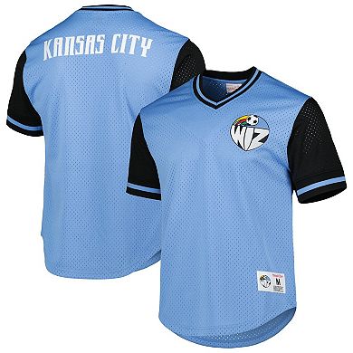 Men's Mitchell & Ness Sky Blue Sporting Kansas City Mesh V-Neck T-Shirt