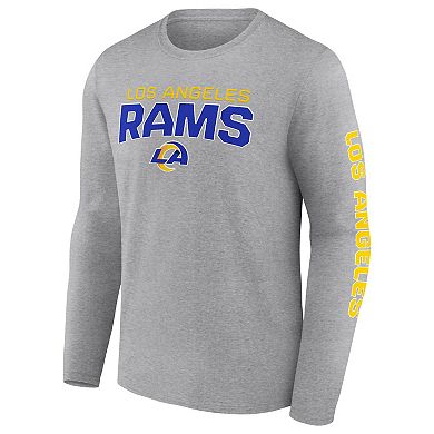 Men's Fanatics Branded Heathered Gray Los Angeles Rams Go the Distance Long Sleeve T-Shirt