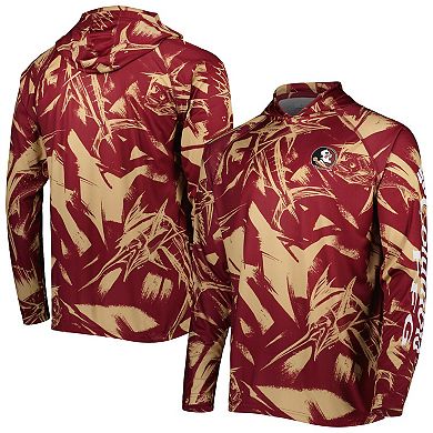 Men's Columbia Garnet/Gold Florida State Seminoles Super Terminal Tackle Omni-Shade Raglan Long Sleeve Hoodie T-Shirt