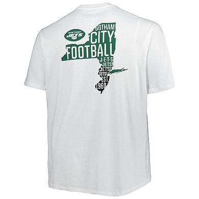 Men's Fanatics Branded White New York Jets Big & Tall Hometown Collection Hot Shot T-Shirt