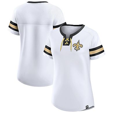 Women's Fanatics Branded White New Orleans Saints Sunday Best Lace-Up T-Shirt