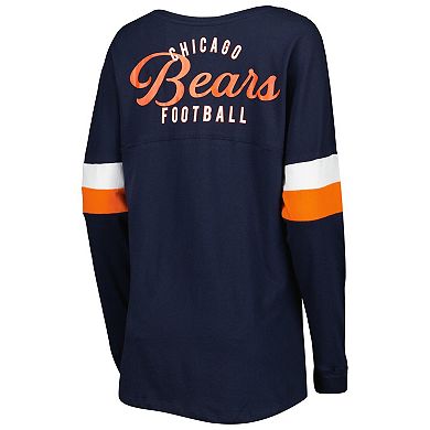 Women's New Era Navy Chicago Bears Athletic Varsity Lace-Up Long Sleeve T-Shirt