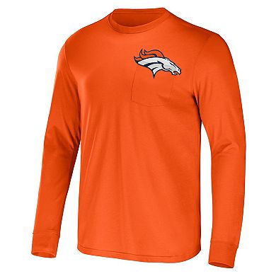 Men's NFL x Darius Rucker Collection by Fanatics Orange Denver Broncos Team Long Sleeve Pocket T-Shirt