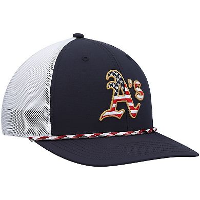 Men's '47 Navy/White Oakland Athletics Flag Fill Trucker Snapback Hat